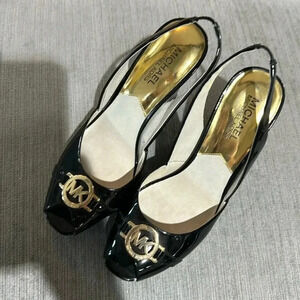 Michael Kors patent leather and striped platforms